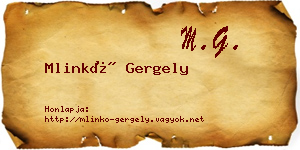 Mlinkó Gergely névjegykártya